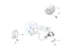 LXV 125 4T E3 drawing Voltage Regulators -ECU - H.T. Coil