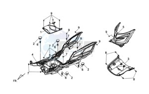 JET 4 50cc drawing FOOTREST / FRAME COWLING