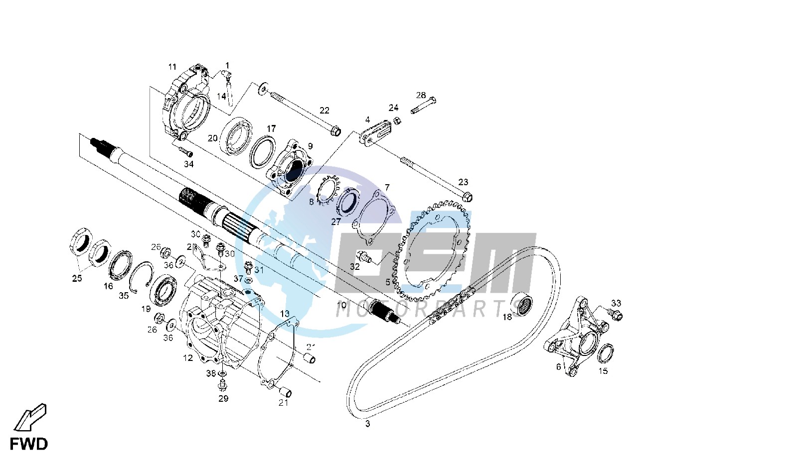 REAR WHEEL SHAFT GEAR LEVER