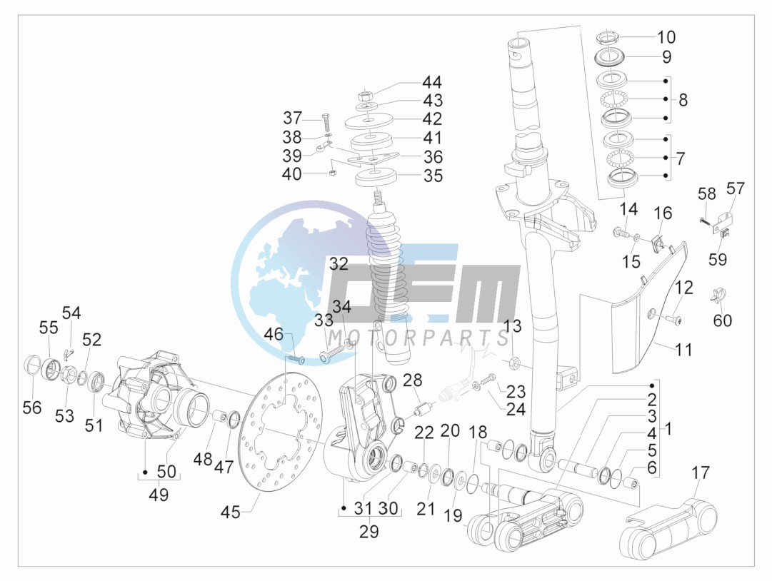 Fork - steering tube - Steering bearing unit