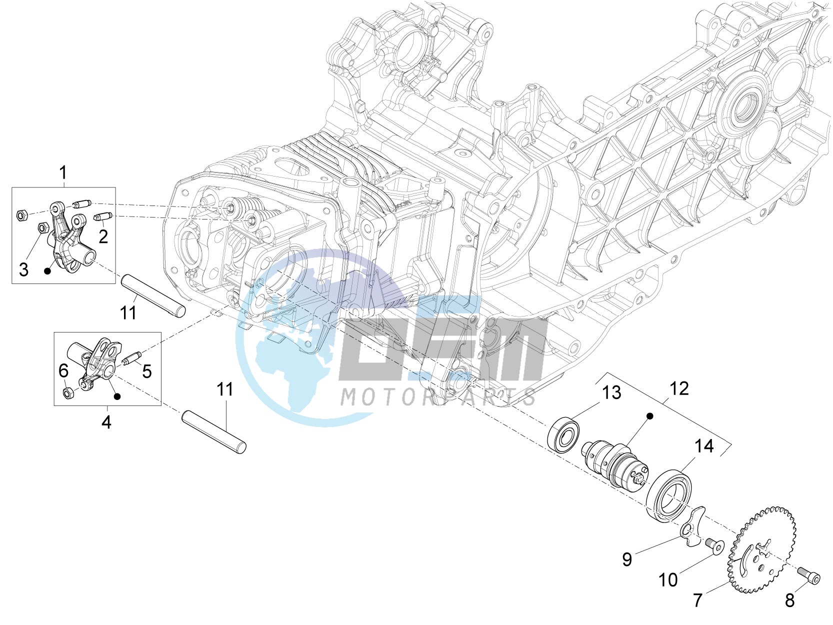 Camshaft - Rocking levers support unit