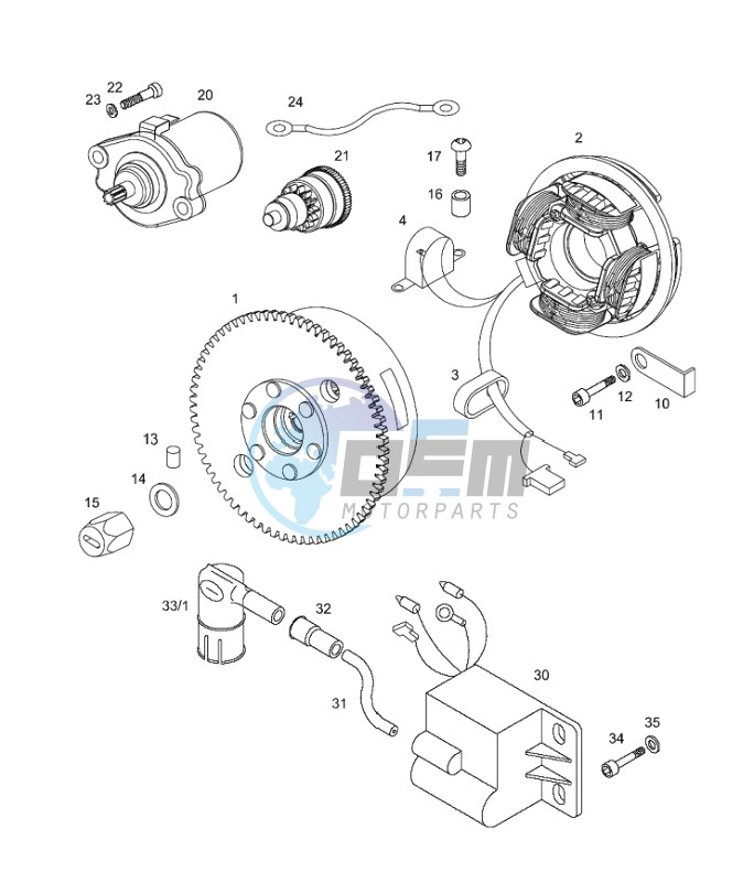 Magneto assembly-electric starter