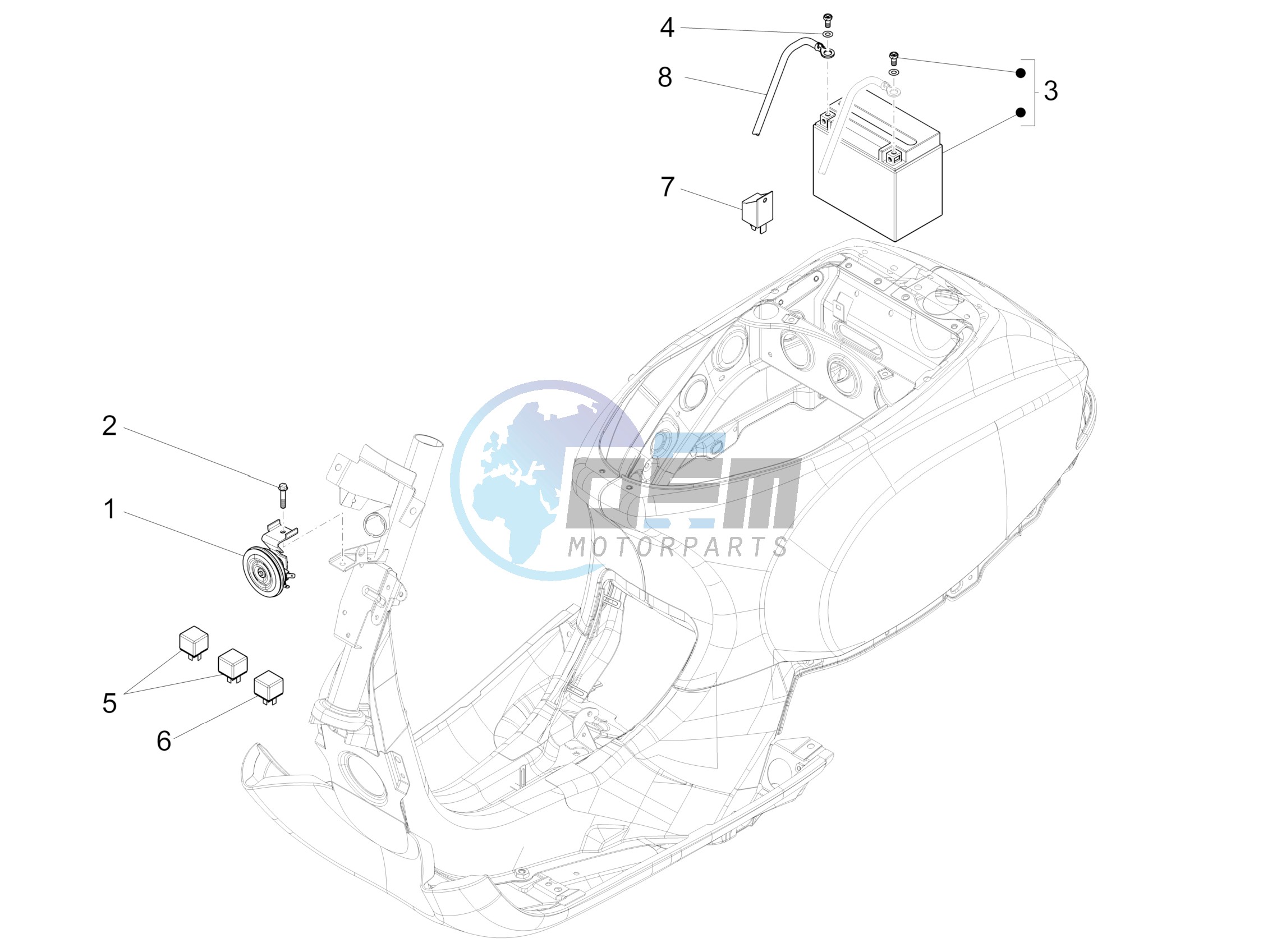 Control switches - Battery - Horn