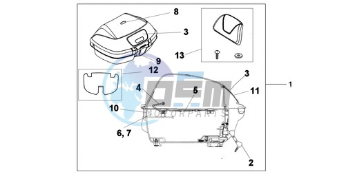 TOP BOX 45L CHEVALIER SILVER METALLIC