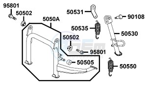 PEOPLE S 200 I drawing Stand and  Kick Starter Arm