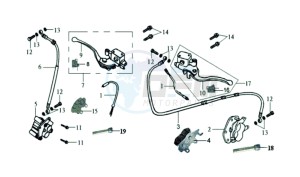 EURO MX 125 DUAL DISK 50 drawing BRAKE CALIPER / BRAKE LEVER / BRAKE LINES