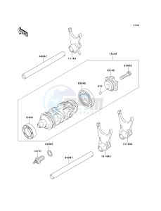 ZX 600 B [NINJA ZX-6RR] (K1) [NINJA ZX-6RR] drawing GEAR CHANGE DRUM_SHIFT FORK-- S- -