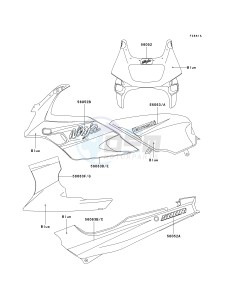 EX 500 D [NINJA 500R] (D6-D9) [NINJA 500R] drawing DECALS-- BLUE- --- EX500-D7- -