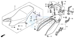 CB900F 919 drawing SEAT/SEAT COWL