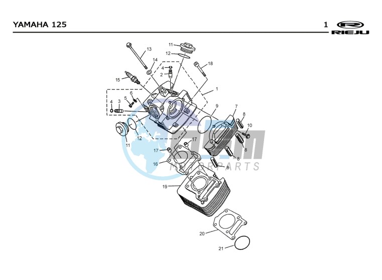 CYLINDER HEAD - CYLINDER  Yamaha 125 4T EURO2