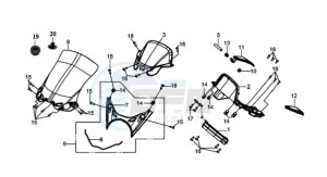 GTS 250 EURO 3 drawing WINDSCREEN - HANDLEBAR COVER