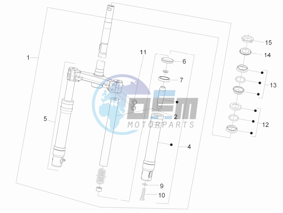 Fork steering tube - Steering bearing unit