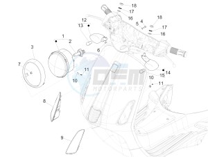 Primavera 50 4T-4V (NAFTA) drawing Front headlamps - Turn signal lamps