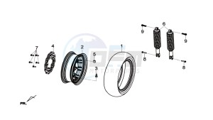 GTS 125I drawing REAR WHEEL / REAR SUSPENSION