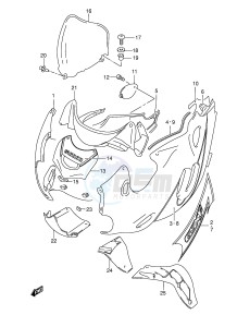 GSX600F (E2) Katana drawing COWLING BODY (MODEL K3)