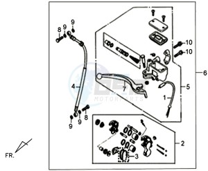 X'PRO 50 (45 KM/H) (AE05W4-FR) (L4-M1) (M1 - 2021) drawing VOORBRAKE CALIPER / BRAKE LEVER /BRAKE LINE