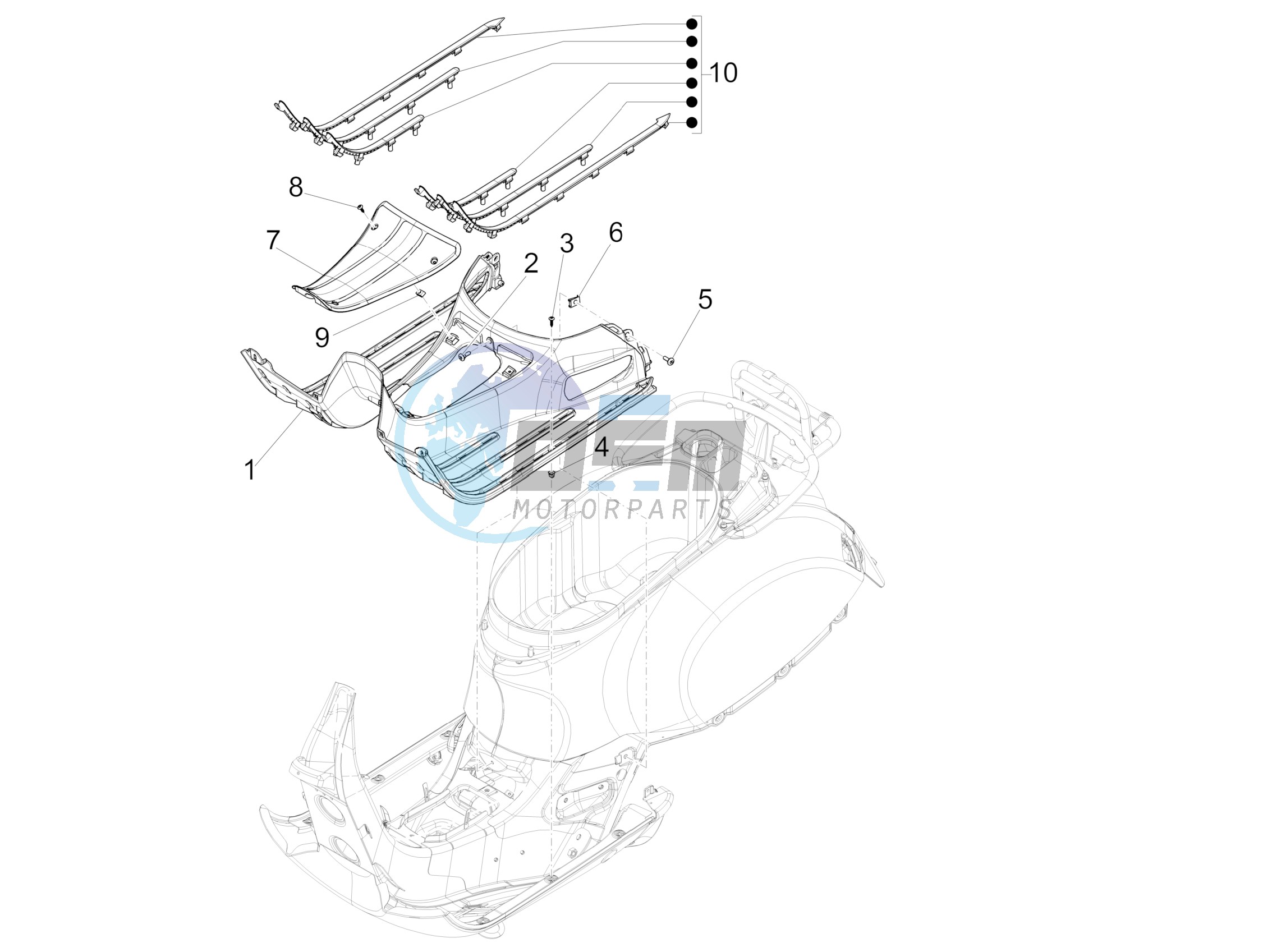 Central cover - Footrests