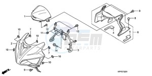 CBR125RW9 U / WH drawing UPPER COWL (CBR125RW7/RW9/RWA)