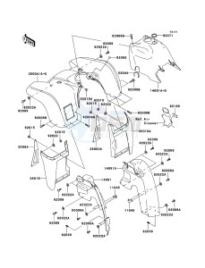 KVF360 4x4 KVF360A8F EU GB drawing Front Fender(s)