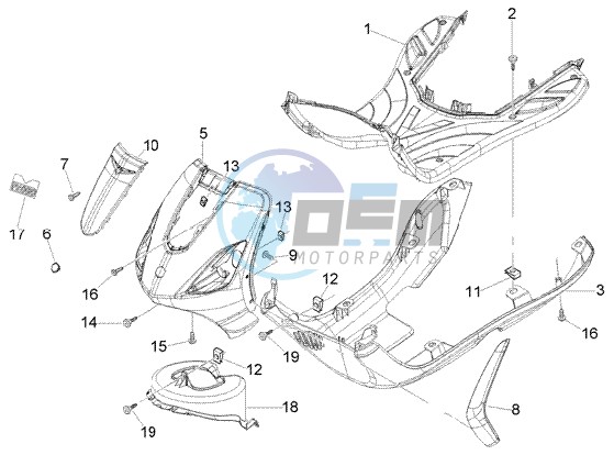 Front shield-foot board-spoiler