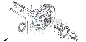 XR250R drawing REAR WHEEL