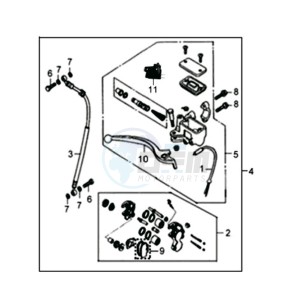 FIDDLE II 125 drawing VOORBRAKE CALIPER / BRAKE LEVER /BRAKE LINES