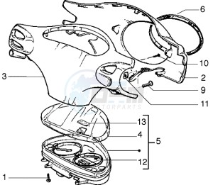 Liberty 125 drawing Speedometers Kms. - handlebar cover