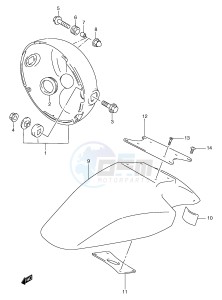 GSF1200 (E2) Bandit drawing FRONT FENDER (GSF1200T V W X Y)