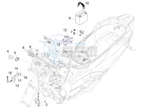 MP3 500 MAXI SPORT BUSINESS ADVANCED E4 ABS (EMEA) drawing Remote control switches - Battery - Horn