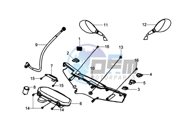 DASHBOARD / HANDLEBAR COVER / MIRRORS/ WIRING HARNASS