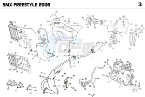 SMX FREESTYLE 50 drawing EXHAUST,RADIATOR,TANK, AIRFILTER