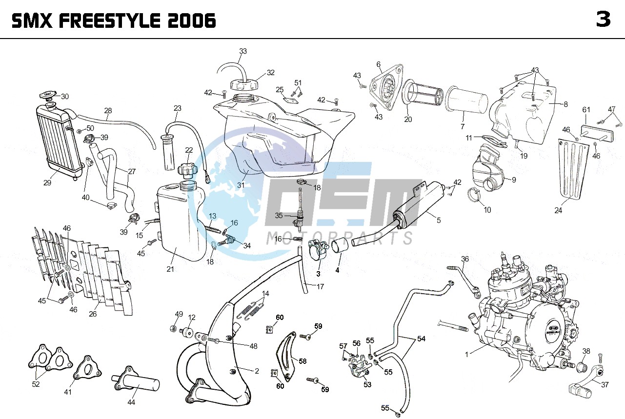 EXHAUST,RADIATOR,TANK, AIRFILTER