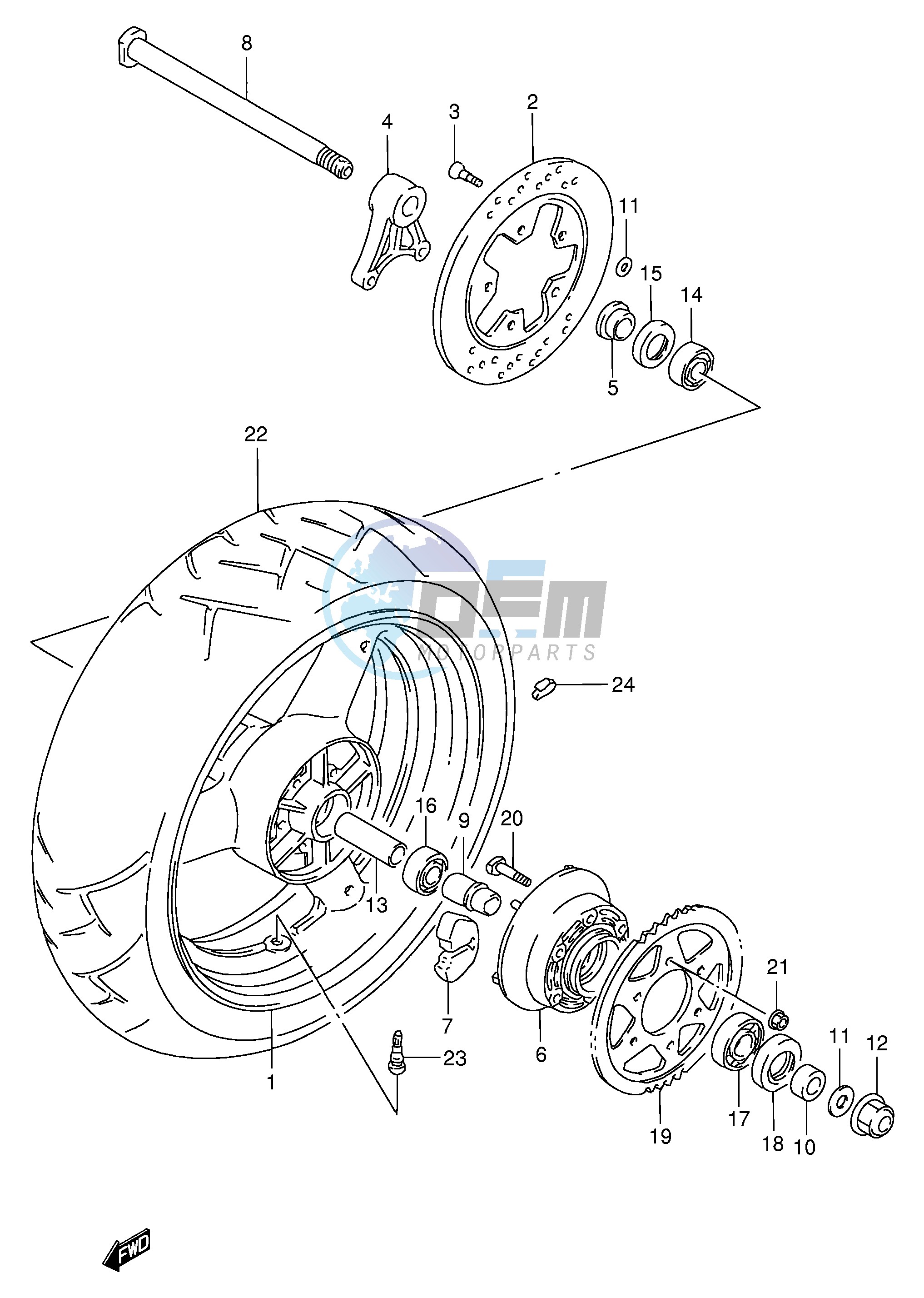 REAR WHEEL (MODEL S T V W)