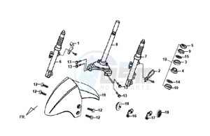 ORBIT II 50 drawing FRONT FORK/ FRONT FENDER / STEERING HEAD BEARING