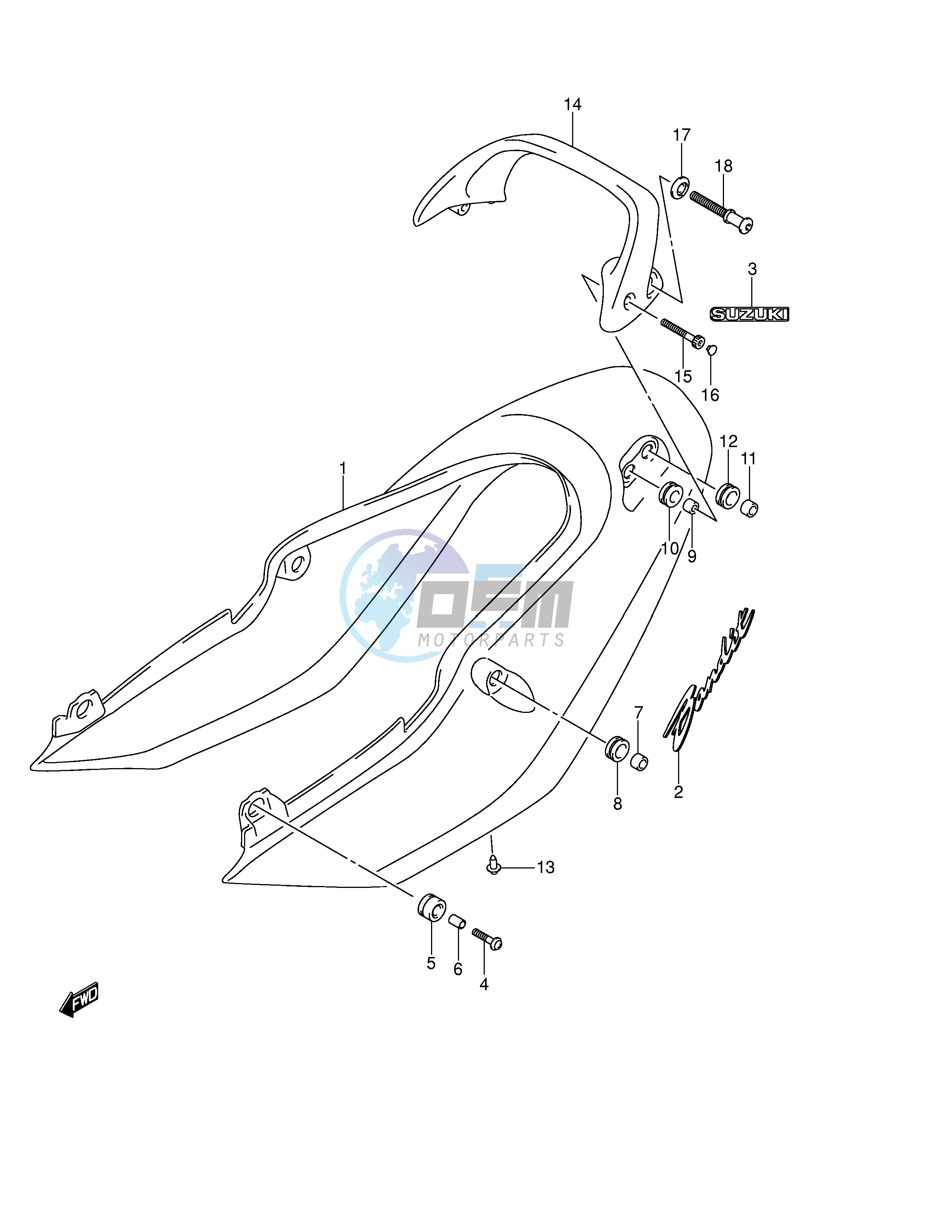 SEAT TAIL COVER (GSF600K4 UK4)