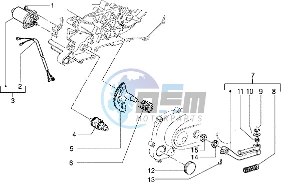 Starting motor-starter lever