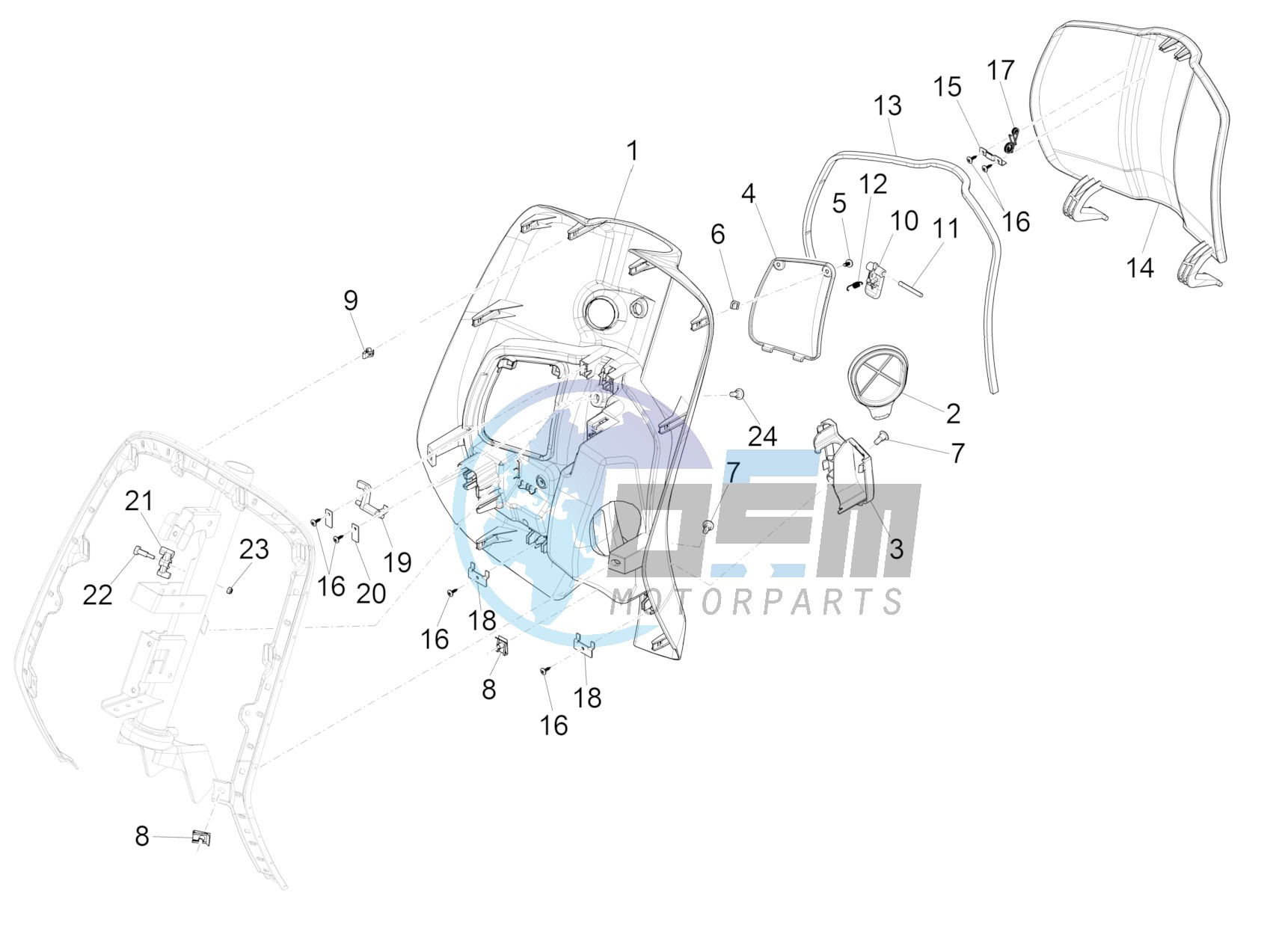 Front glove-box - Knee-guard panel