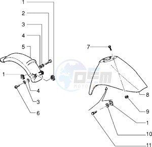 Sfera RST 125 drawing Front and rear mudguard