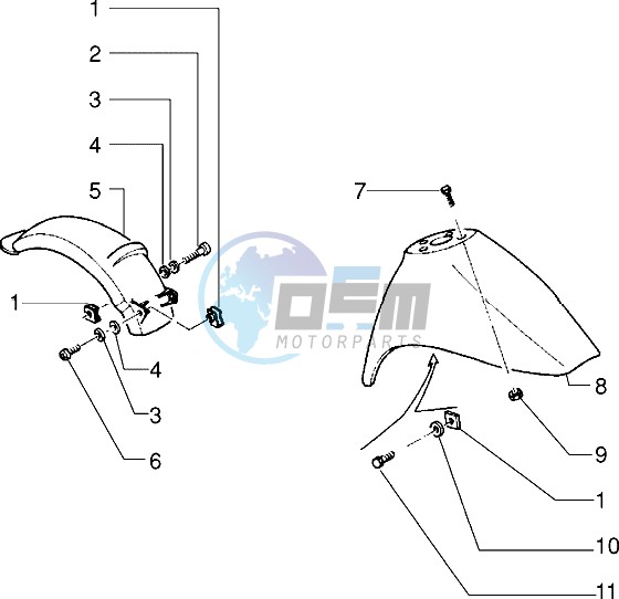 Front and rear mudguard