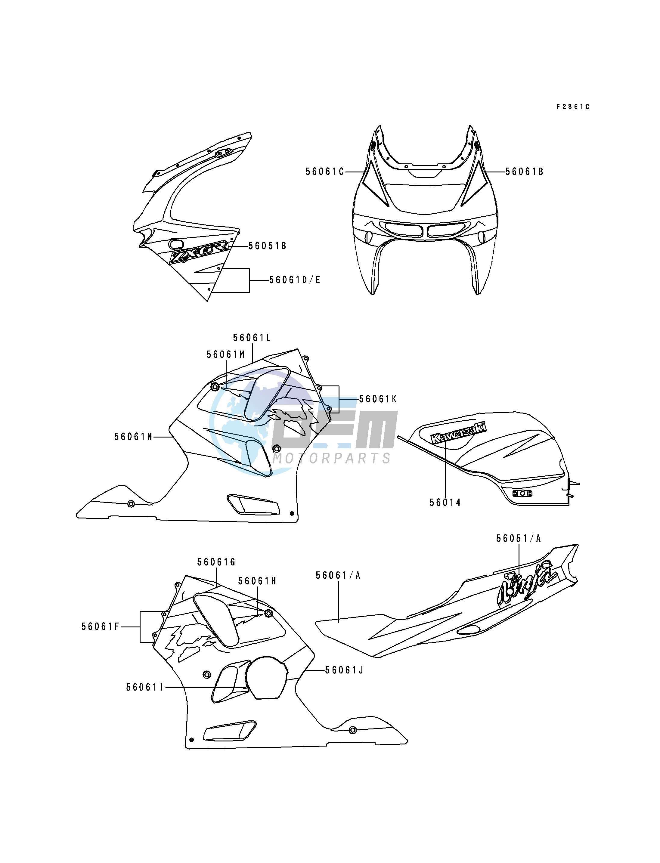 DECALS-- GREEN_WHITE- --- ZX600-F2- -