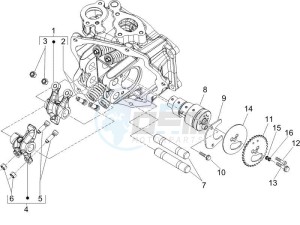 Runner 125 VX 4t SC (UK) UK drawing Camshaft - Rocking levers support unit