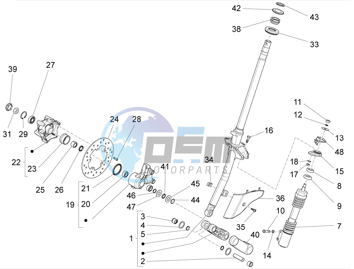 Fork/steering tube - Steering bearing unit