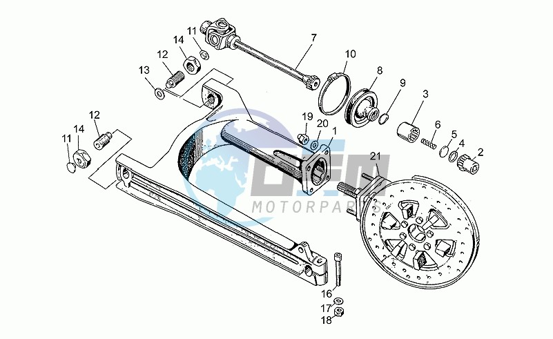 Swing arm-rear wh., alloy