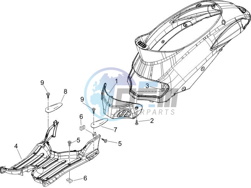 Central cover - Footrests