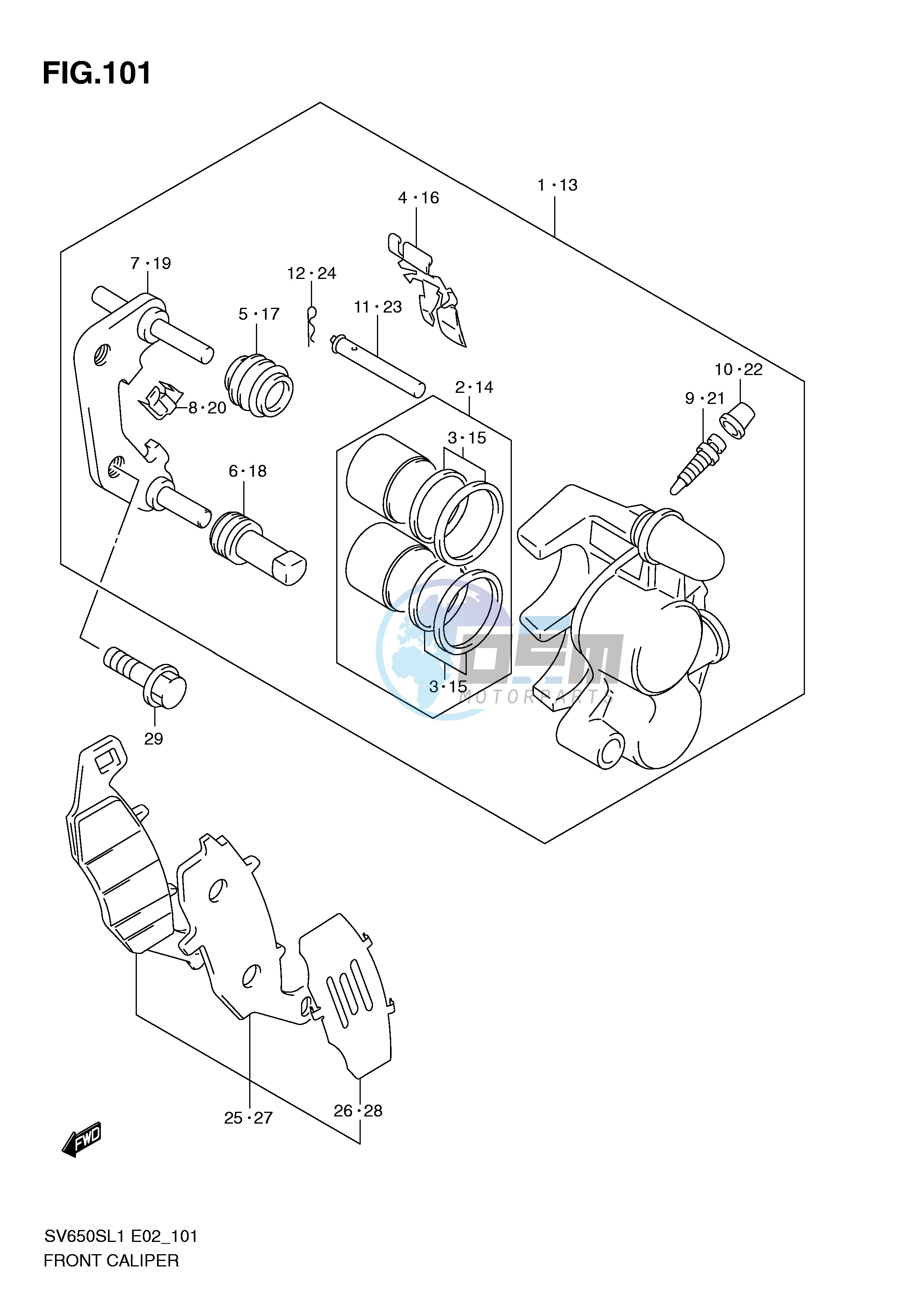 FRONT CALIPER (SV650SUL1 E24)