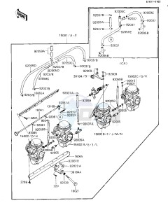 ZN 1100 B [LTD SHAFT] (B1-B2) [LTD SHAFT] drawing CARBURETOR ASSY