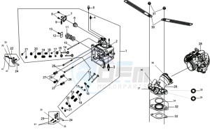 CITYCOM 300 EFI drawing CYLINDER HEAD CPL   / THERMOSTAT