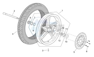 Scarabeo 125-200 e3 (eng. piaggio) drawing Front wheel