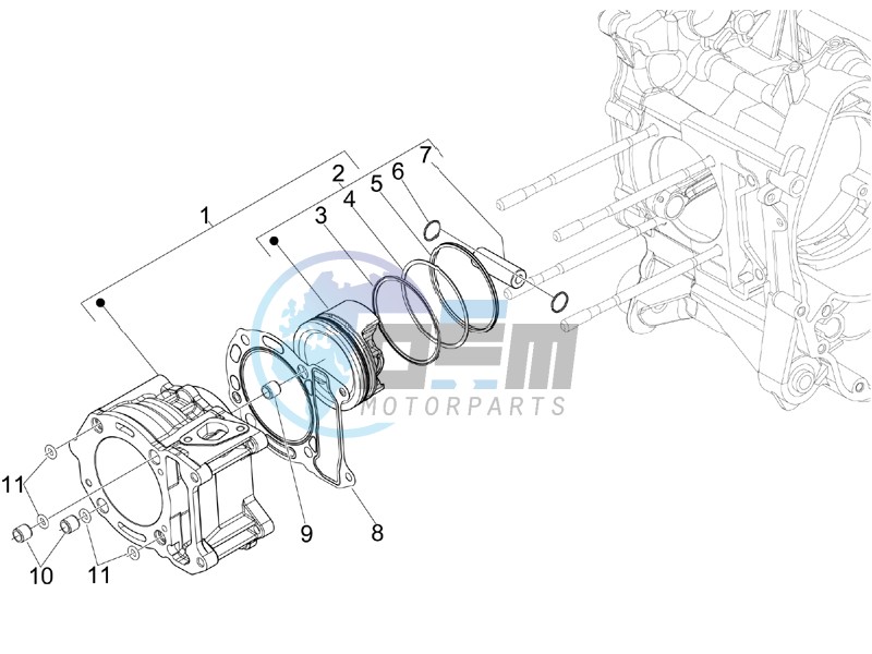 Cylinder-piston-wrist pin unit