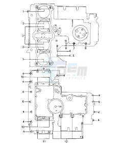 KZ 1000 A [KZ1000] (A1-A2A) [KZ1000] drawing CRANKCASE BOLT & STUD PATTER -- 77-78 A1_A2_A2A- -